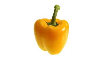 Yellow bell pepper isolated on white background.