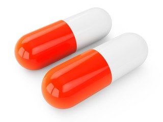 3D rendering Capsule pills isolated on white