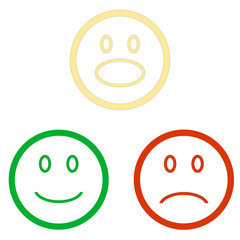 Set of smile emoticons isolated on white background