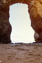 A ground view of one of many natural archways in Lagos, Portugal