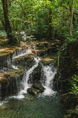 Huai Mae Khamin Waterfall in Kanchanaburi,Thailand.	