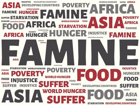 FAMINE - image with words associated with the topic FAMINE, word cloud, cube, letter, image, illustration