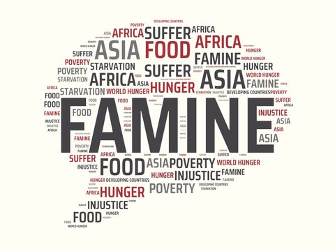 FAMINE - image with words associated with the topic FAMINE, word cloud, cube, letter, image, illustration