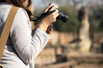 lady is taking photo