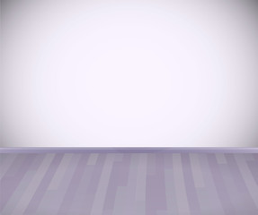 Background. Empty room with wooden floor or parquet and white wall.