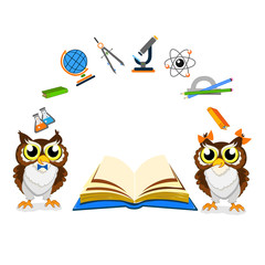 Obraz premium Cheerful school owls