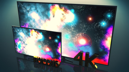 TV set 4K concept, 3D rendering - obrazy, fototapety, plakaty