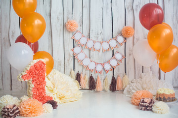 The decor of the first birthday