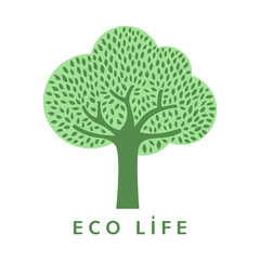 Obraz premium green tree logo flat design, isolated vector illustration