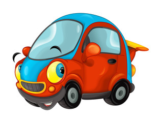 Cartoon sports car smiling and looking - illustration for children