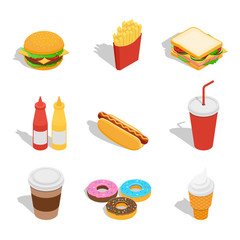 Set of web icons for fast food restaurant