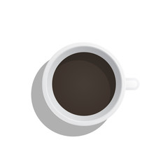 A coffee Cup painted in a flat style top view. Vector banner with a Cup of drink