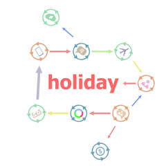 Text Holiday. Events concept . Linear Flat Business buttons. Marketing promotion concept. Win, achieve, promote, time management, contact