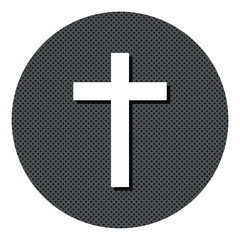Kreuz - Religion - Gepunkteter Button mit Symbol und Schatten