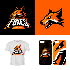 Fox head sport club isolated vector logo concept.