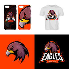 Eagle head sport club isolated vector logo concept.