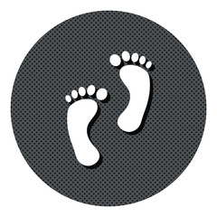 Fußabdruck - Gepunkteter Button mit Symbol und Schatten