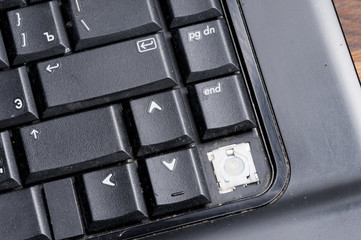 A broken old laptop keyboard