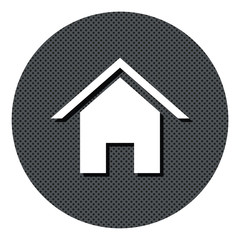 Hütte - Gepunkteter Button mit Symbol und Schatten