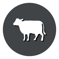 Kuh - Gepunkteter Button mit Symbol und Schatten