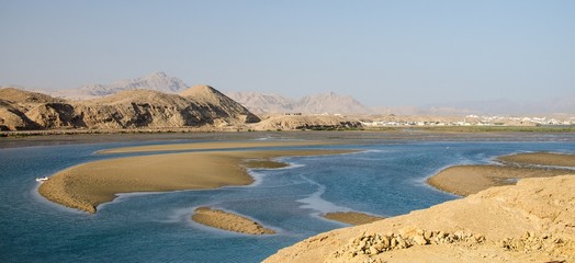 Panoramic view of a lagoon on the Arabian Gulf coast