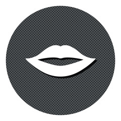 Lippen - Gepunkteter Button mit Symbol und Schatten