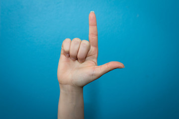 english sign language letter "L"