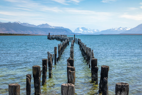 Old Dock in Almirante Montt Gulf in Patagonia - Puerto Natales, Magallanes Region, Chile