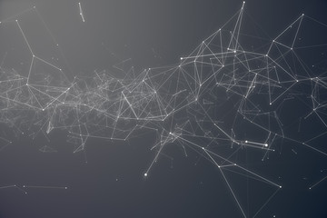 Technological Connection Futuristic Shape. Gray Dot Network. Abstract background, Gray Background. Concept of Network Internet Internet Security 3D rendering