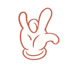 Cartoon hand "Rock on" or "just hanging" hand sign or emoticon..
