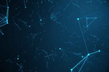 Obraz na płótnie Canvas Technological connection futuristic shape, blue dot network, abstract background, blue background, Concept of Network, internet communication, 3D rendering
