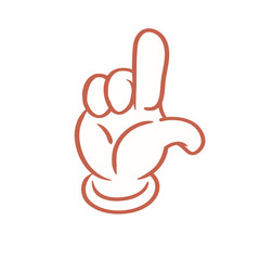 Obraz premium Cartoon glove hand looser sign or emoticon.