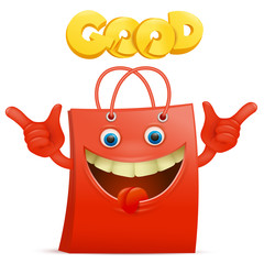 Red sale bag emoticon cartoon character with good title