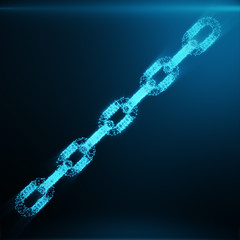 Fototapeta premium Abstract image of a Chain links low poly in the form consisting of points, lines, and shapes. 3D rendering