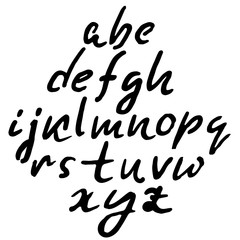 Hand drawn elegant calligraphy font. Modern brush lettering. Grunge style alphabet. Vector illustration.