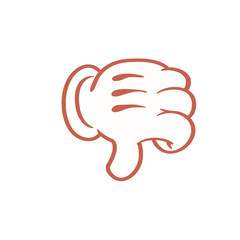 Cartoon glove hand thumbs down sign/emoticon