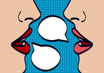 Woman lips talk, vector illustration