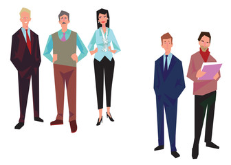 Group of office workers, employees, managers. Business people in casual and office clothes. Isolated on white. Business Icons. Business design. Vector illustration.