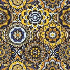 Patchwork pattern. Vintage decorative elements. Hand drawn background. Islam, Arabic, Indian, ottoman motifs. Perfect for printing on fabric or paper.