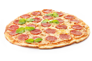 Pepperoni Pizza, isolated on white background