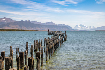 Old Dock in Almirante Montt Gulf in Patagonia - Puerto Natales, Magallanes Region, Chile