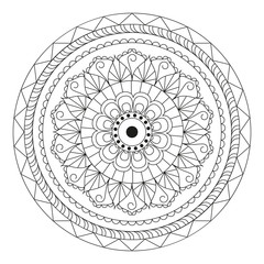 Flower Mandala. Vintage decorative elements. Oriental pattern, vector illustration. Islam, Arabic, Indian, moroccan,spain, turkish, pakistan, chinese, mystic, ottoman motifs. Coloring book page