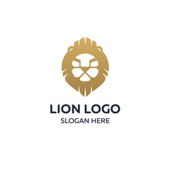 Lion head logo design template, elegant lion head vector illustration on a dark background