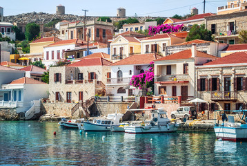 Obraz premium Chalki Island, one of the Dodecanese islands of Greece, close to Rhodes.