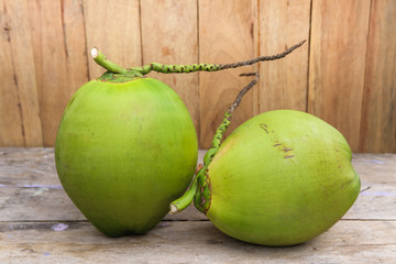 Fresh Coconut on wooden  background 