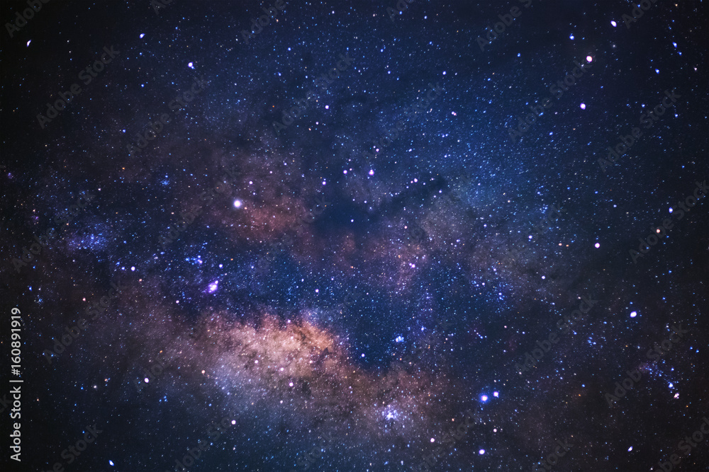 Wall mural close up milky way galaxy with stars and space dust in the universe, long exposure photograph, with 