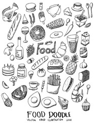 Food Doodle line vector set eps10