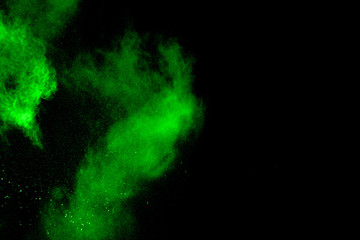 Color powder explosion on black background.