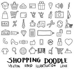 Shopping Doodle icon line vector set eps10