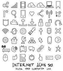 Internet Doodle line icon vector set eps10